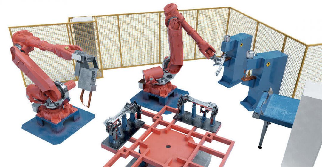 Robotic station for spot welding