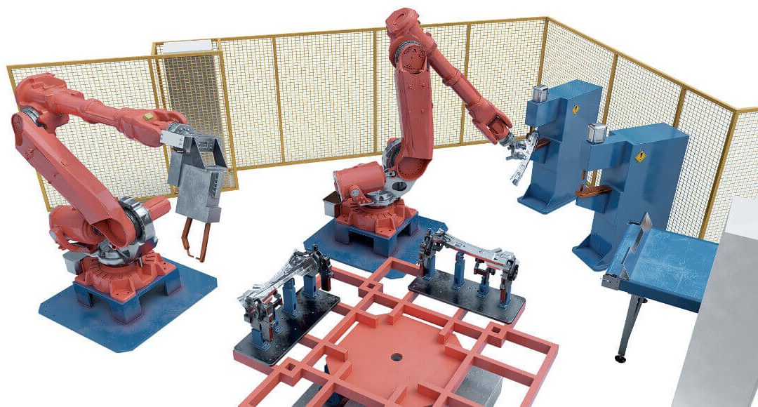 Robotic station for spot welding