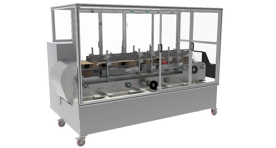 Macchina astucciatrice semiautomatica chiusura scatole assorbenti