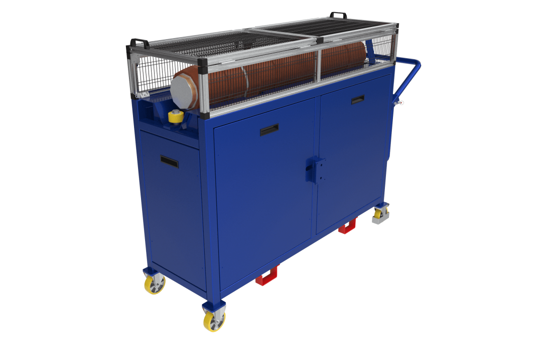 Metal casing cleaning trolley